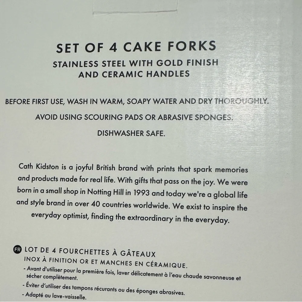 Cath Kidston Gold Cake Forks w/ Floral Handles- set of 4! Fun& functional forks